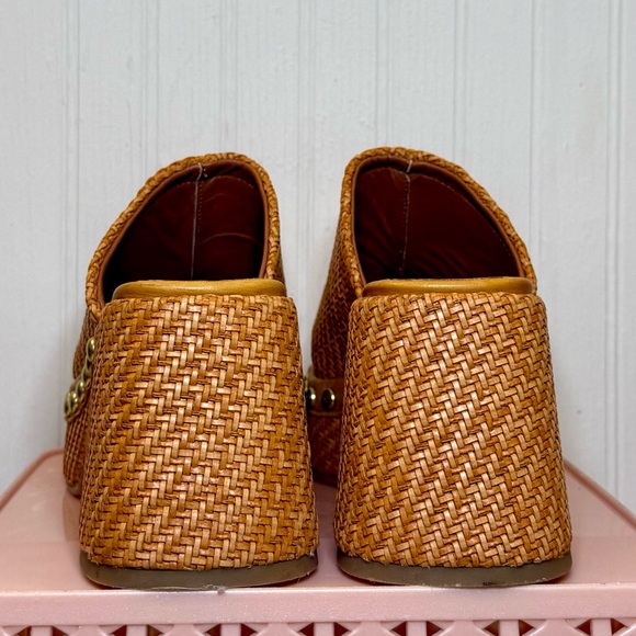 FREE PEOPLE Rori Woven Leather Platform Clog in Tan with Gold-Tone Studs - Picture 6 of 7